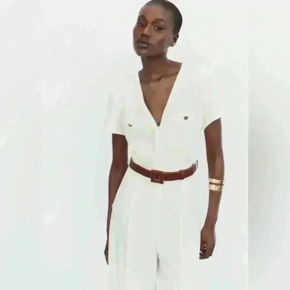 🔥🔥Zara White belt jumpsuit - Picture 3 of 4
